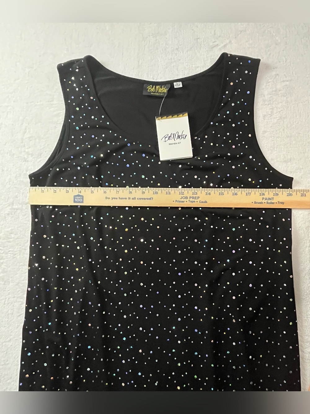 Bob Mackie Wearable Art Black Rhinestone Dress Sparkly Sleeveless Glam Large - Picture 6 of 7